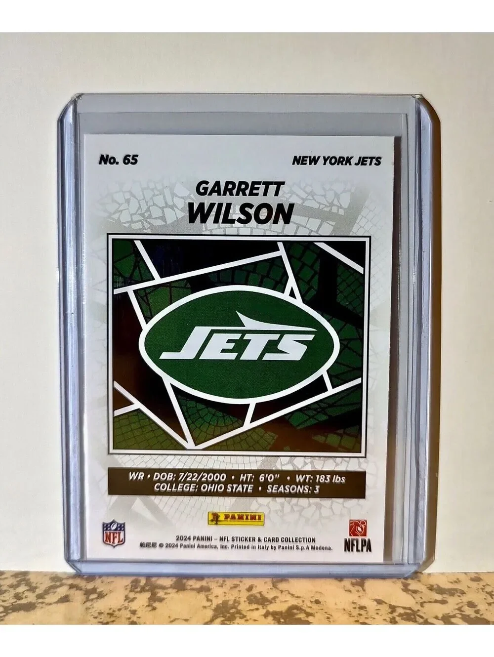 Garrett Wilson 2024 Panini NFL #65 Silver Foil Sticker Card New York Jets